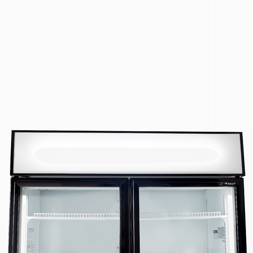 Upright Display Fridge - 885L - 2 Doors - Flat Glass - Black