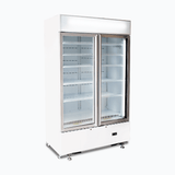 Upright Display Fridge - 960L - 2 Doors - Flat Glass - Cassette - White