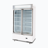 Upright Display Fridge - 960L - 2 Doors - Flat Glass - Cassette - White