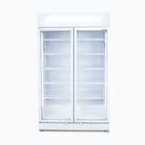 Upright Display Fridge - 885L - 2 Doors - Flat Glass - White