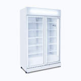 Upright Display Fridge - 885L - 2 Doors - Flat Glass - White