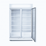 Upright Display Fridge - 885L - 2 Doors - Flat Glass - White