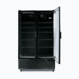 Upright Display Fridge - 1126L - 2 Door - Flat Glass - Black