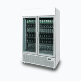 Upright Display Fridge - 1082L - 2 Door - Flat Glass - Lightbox - Silver