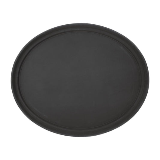 EDLP - Olympia Kristallon Anti-Slip Plastic Oval Tray Black - 686x560mm 27x22"