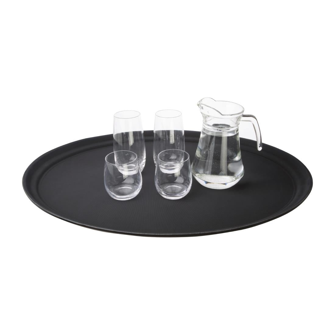 EDLP - Olympia Kristallon Anti-Slip Plastic Oval Tray Black - 686x560mm 27x22"