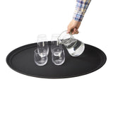 EDLP - Olympia Kristallon Anti-Slip Plastic Oval Tray Black - 686x560mm 27x22"