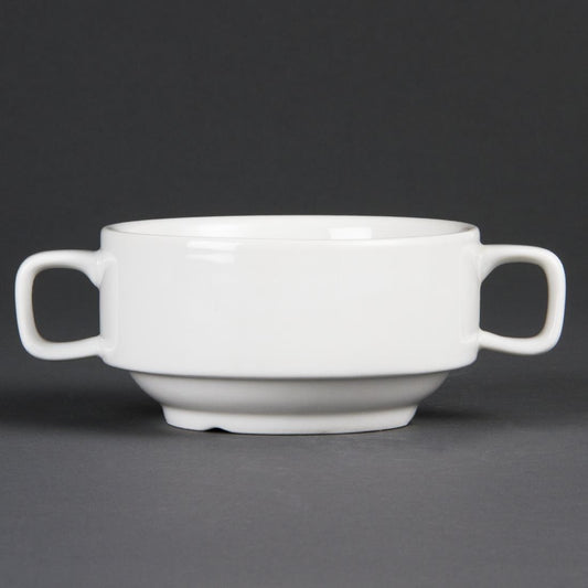 Olympia Whiteware Soup Bowl with Handles - 10.5cm 4" 14oz (Box 6)