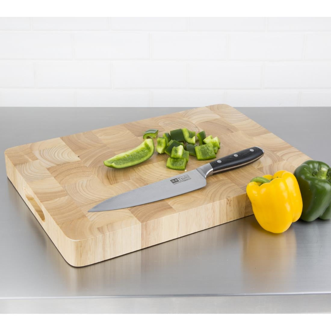 Vogue Rectangular Wooden Chopping Board Medium - 455x305x45mm 18x12x1 3/4"