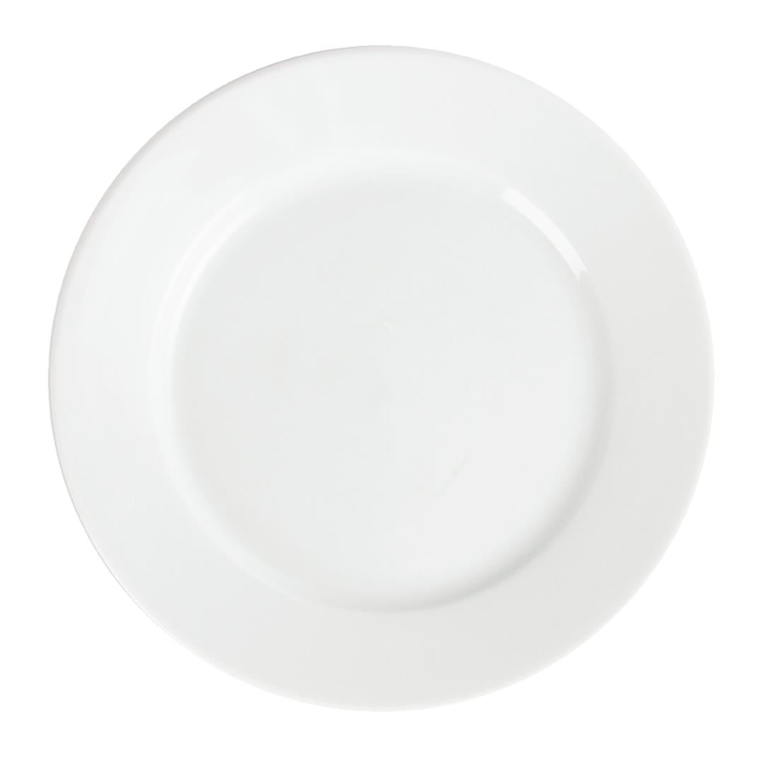 Olympia Whiteware Wide Rimmed Plate - 20cm 8" (Box 12)