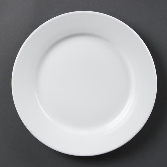 Olympia Whiteware Wide Rimmed Plate - 25cm 10" (Box 12)