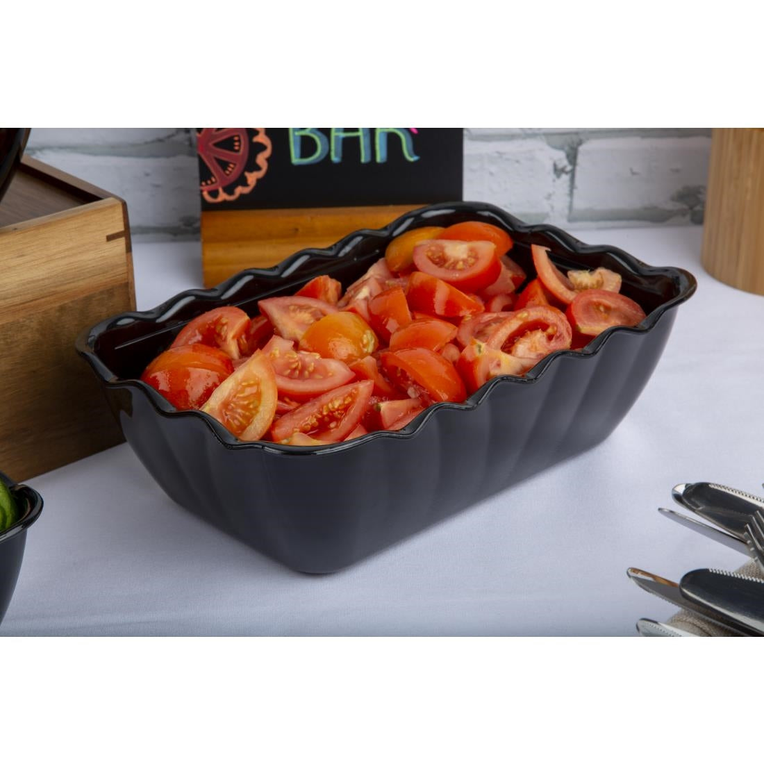 Olympia Kristallon Medium Salad Crock Black SAN - 2Ltr 260x175x85mm