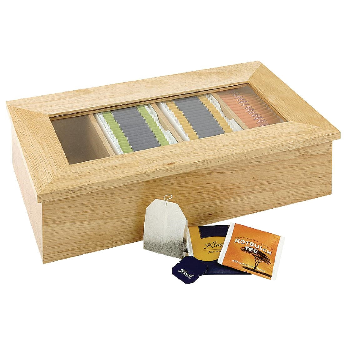 Olympia Tea Box with Lid 4 Compartment - 90x335x200mm 3.5x13x7.75"