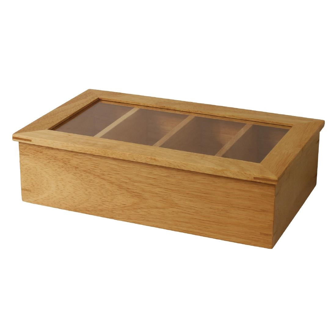 Olympia Tea Box with Lid 4 Compartment - 90x335x200mm 3.5x13x7.75"