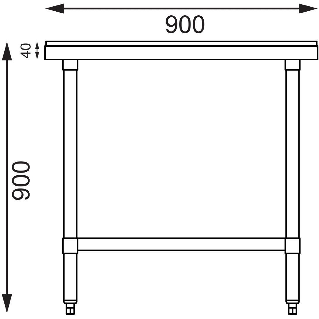 Vogue St/St Cutting Board Table - 900x600x900mm