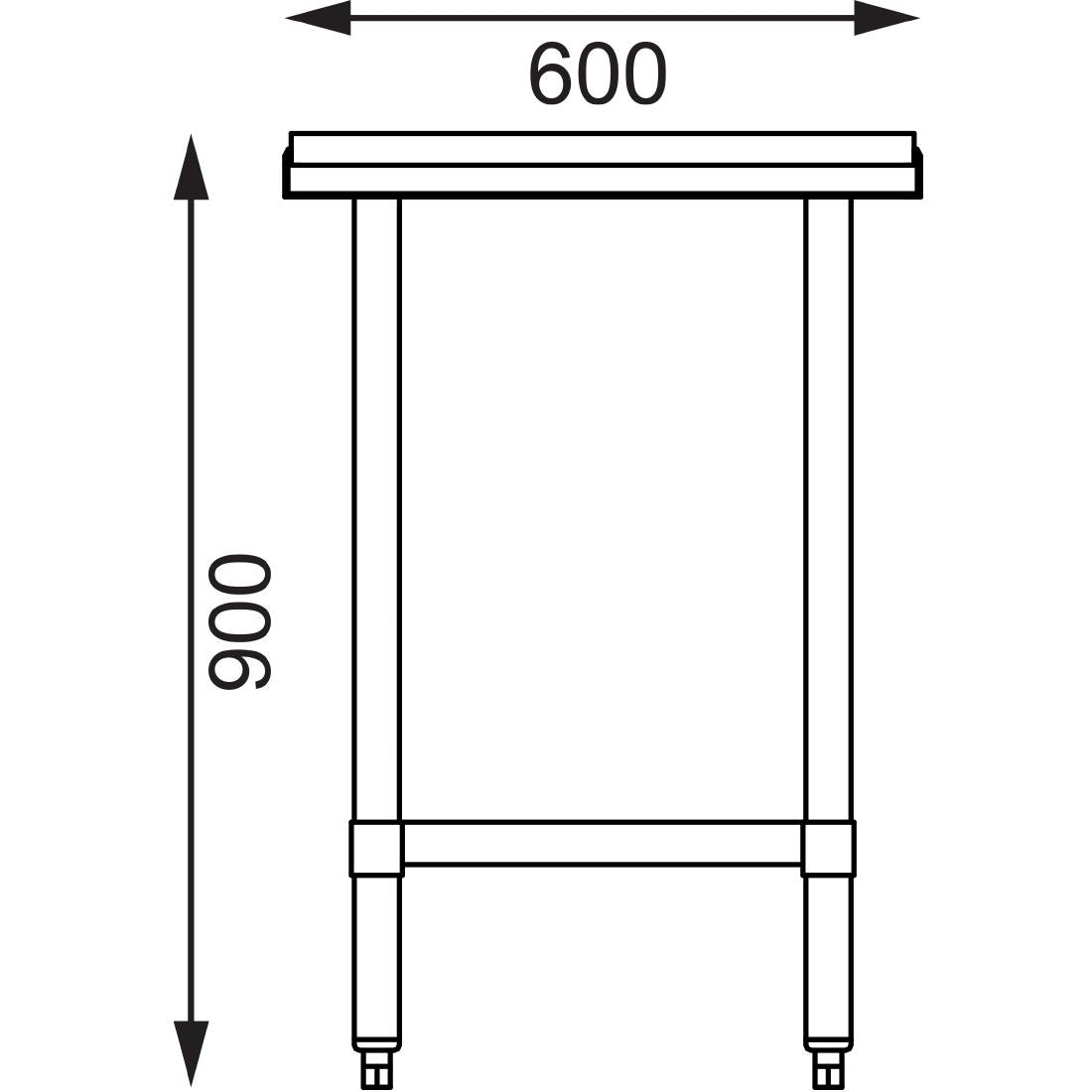 Vogue St/St Cutting Board Table - 900x600x900mm