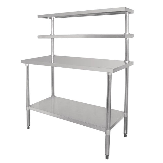 Vogue Table with Gantry Shelf St/St - 1500 x1800x600mm 59x70 3/4x23 1/2"