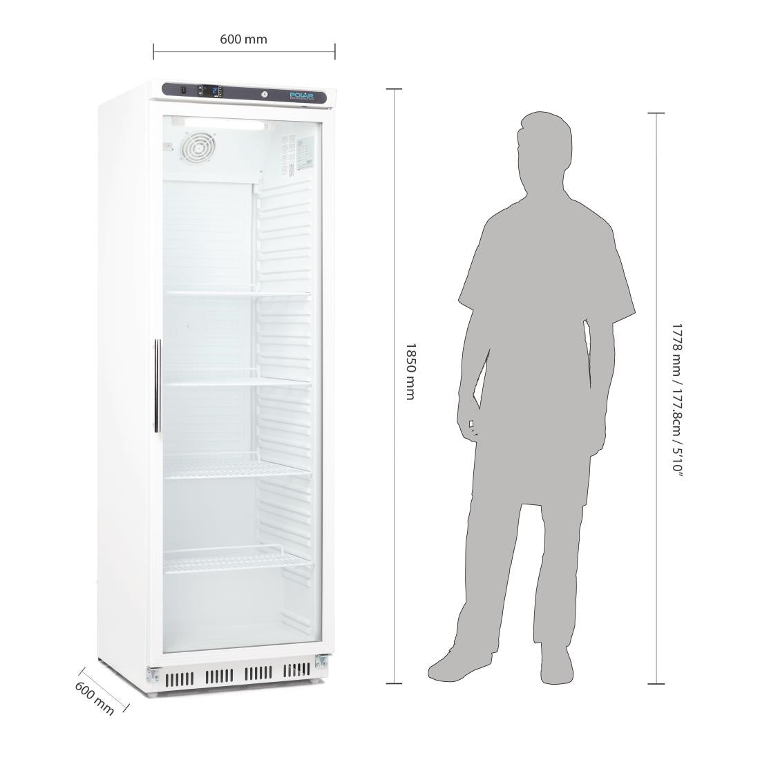 Polar C-Series Upright Display Fridge White 400Ltr