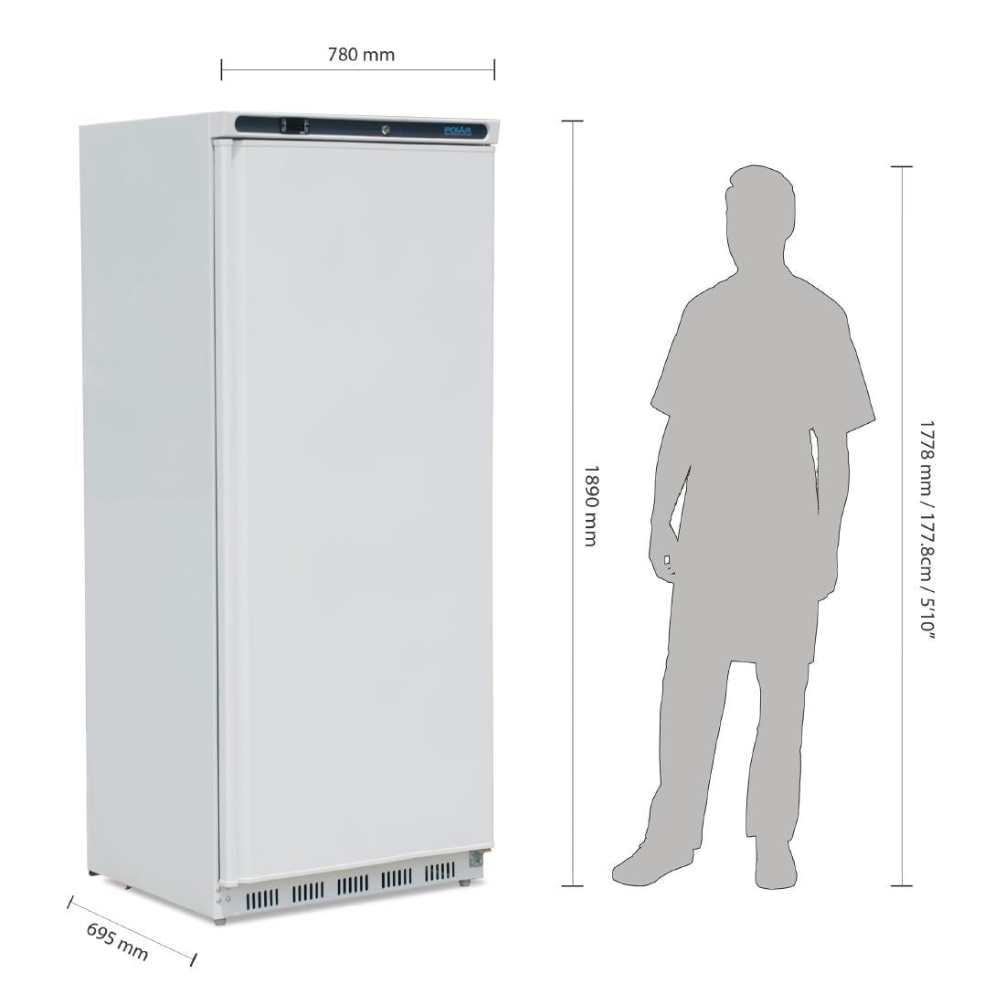 Polar C-Series Upright Fridge White 600Ltr