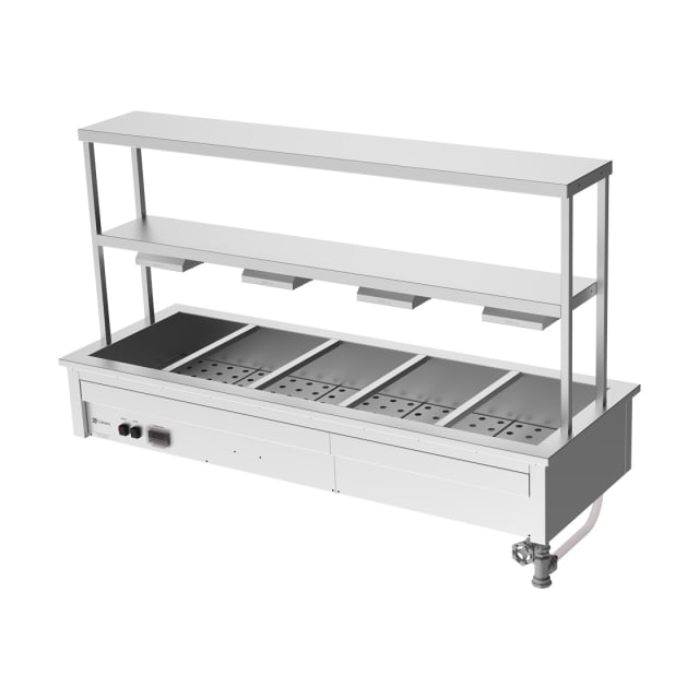 Culinaire Drop In Bain Marie with Double Gantry & Heat Lamps to Bottom Shelf CH.BM.D.GDB.5