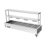 Culinaire Drop In Bain Marie with Double Gantry & Heat Lamps to Bottom Shelf CH.BM.D.GDB.6