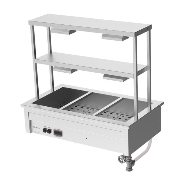 Culinaire Drop In Bain Marie with Double Gantry & Heat Lamps to Bottom & Top Shelves CH.BM.D.GDD.3