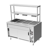 Culinaire Island Bain Marie with Double Gantry & Heat Lamps to Bottom Shelf CH.BMH.I.GDB.4