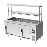 Culinaire Island Bain Marie with Double Gantry & Heat Lamps to Bottom Shelf CH.BMH.I.GDB.5