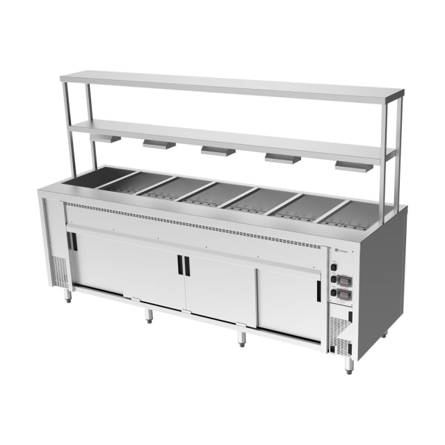 Culinaire Island Bain Marie with Double Gantry & Heat Lamps to Bottom Shelf CH.BMH.I.GDB.7