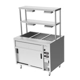 Culinaire Island Bain Marie with Double Gantry & Heat Lamps to Bottom & Top Shelves CH.BMH.I.GDD.3