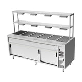 Culinaire Island Bain Marie with Double Gantry & Heat Lamps to Bottom & Top Shelves CH.BMH.I.GDD.6
