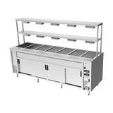 Culinaire Island Bain Marie with Double Gantry & Heat Lamps to Bottom & Top Shelves CH.BMH.I.GDD.7