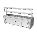Culinaire Island Bain Marie with Double Gantry & Heat Lamps to Bottom & Top Shelves CH.BMH.I.GDD.8