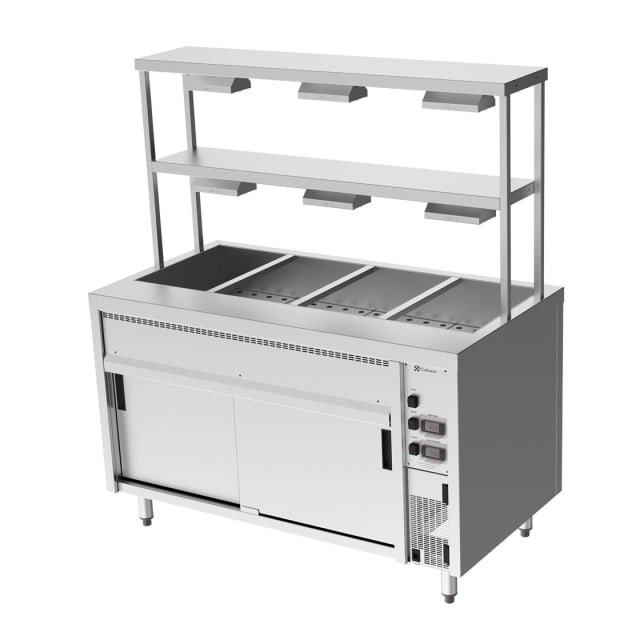 Culinaire Island Bain Marie with Double Gantry & Heat Lamps to Bottom & Top Shelves CH.BMH.I.GDD.4
