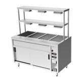 Culinaire Island Bain Marie with Double Gantry & Heat Lamps to Bottom & Top Shelves CH.BMH.I.GDD.4