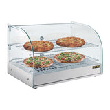 Apuro Pastry Heated Showcase Curved Glass w/Hinged Rear Doors 2 Shelves 45Ltr