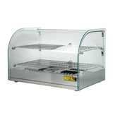 Apuro Pastry Heated Showcase Curved Glass w/Hinged Rear Doors 2 Shelves 45Ltr