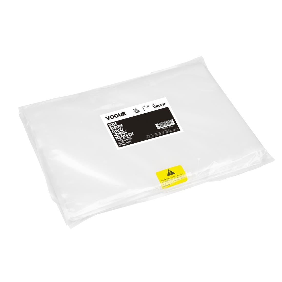 Vogue Clear Bags for Sealer/Chamber Vac Pack use - 200x300mm (Pack 100)