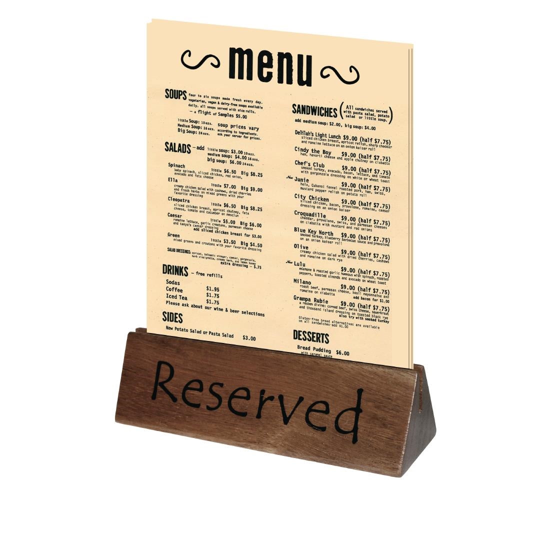 Wooden Reserved Sign/Menu Holder (Pack 10)