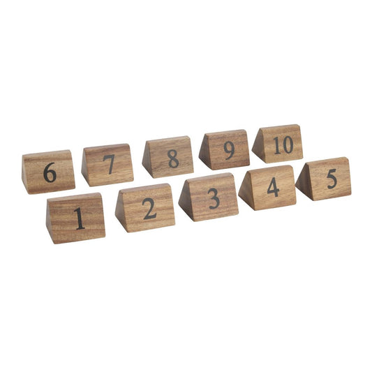 Wooden Table Number Signs Nos 1-10 (Set of 10)
