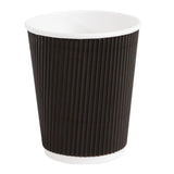 Fiesta Recyclable Hot Cups Ripple Wall Black - 228ml (8oz) (Sleeve 25)