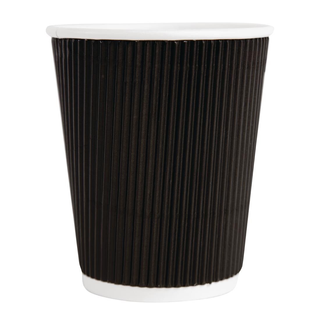 Fiesta Recyclable Hot Cups Ripple Wall Black - 228ml (8oz) (Box 500)