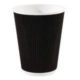 Fiesta Recyclable Hot Cups Ripple Wall Black - 340ml 12oz (Box 500)