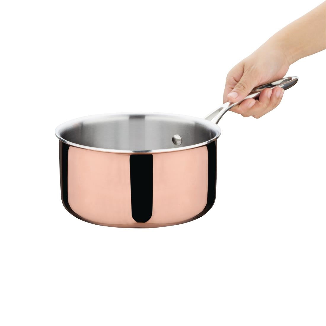 Vogue Induction Tri-Wall Copper Sauce Pan - 180mm 7"