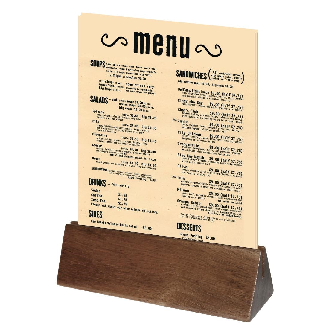 Olympia FSC Wooden Plain Acacia Menu Holder - 150x45x40mm 6x2x1 1/2" (Pack 10)