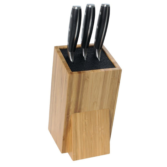 Vogue EUTR Wooden Universal Knife Block - 245x120x155mm 9 1/2x4 3/4x6"