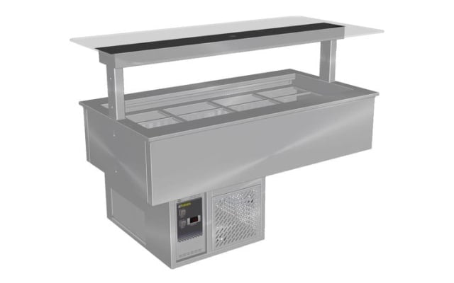 Culinaire Under Bench Refrigerated Counter Line Self Contained Cold Well With Flat Glass Gantry - St CR.CWCF.U.GSF.4