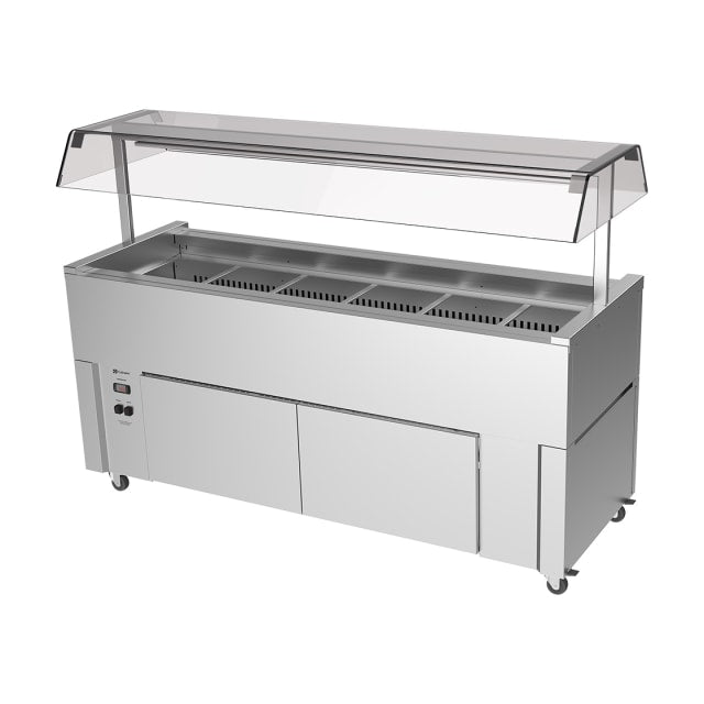 Culinaire Slimline Mobile Refrigerated Island Buffet With Perspex Gantry CR.IB.CLCBF.GCP.6