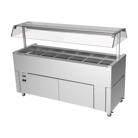 Culinaire Slimline Mobile Refrigerated Island Buffet With Perspex Gantry CR.IB.CLCBF.GCP.6