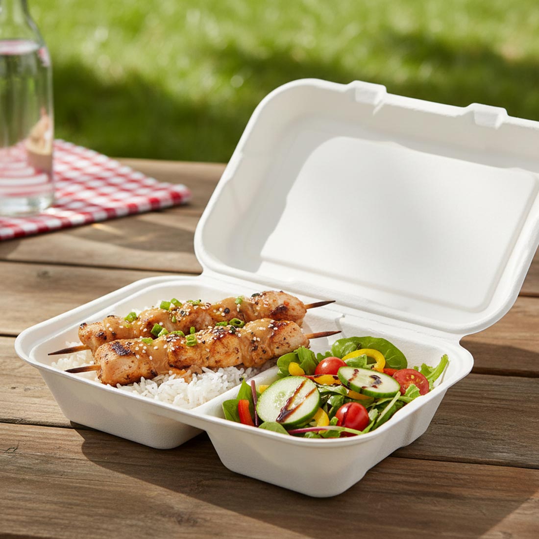 PakMax 8" Sugarcane Clamshell 3-Compartment - CS-883